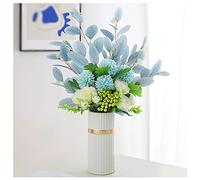 EYRMQWJPC La Grande Fleur, Arrangement Floral de Villa de Salon de Chambre de Fleur Artificielle d'eucalyptus(Blue,White Bottle)