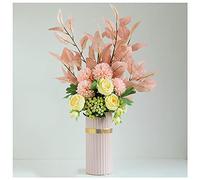 EYRMQWJPC La Grande Fleur, Arrangement Floral de Villa de Salon de Chambre de Fleur Artificielle d'eucalyptus(Pink,White Bottle)