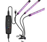 EYRMQWJPC La LED s’éclaire, Lampe de Croissance LED à 3 têtes, 40 W, Spectre Complet, minuterie Automatique 4/8/12 h, intensité Variable, col de Cygne réglable, USB