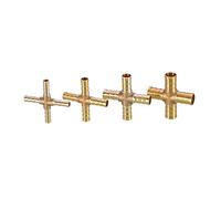 EYRMQWJPC Lot de 4 raccords de tuyau en laiton cannelé coudé droit en forme de T Y X 2 3 4 voies Connecteur de tuyau d'eau en cuivre (ardillon de 19 mm)
