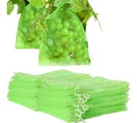 EYRMQWJPC Sacs de Protection des Fruits, Sachets de Protection for Raisins avec Cordon de Serrage, 30 x 20 cm, Vert, Lot de 100