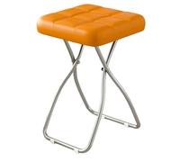 EYRMQWJPC Tabouret Pliant rembourré, Chaise de Bar Pliante carrée, rembourrée et épaisse, sans Dossier, avec Pieds antidérapants(Orange)