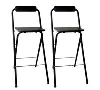 EYRMQWJPC Tabouret Pliant rembourré, Tabouret de Bar Pliable avec Dossier (Hauteur comptoir 60/65/70 cm) Chaise Haute(Black 2pcs,65cm/26in)