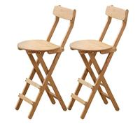 EYRMQWJPC Tabouret Pliant rembourré, Tabouret de Bar Pliable en Bambou 18/24/27 Pouces avec Dossier et Repose-Pieds, Hauteur comptoir Portable(Natural 2pcs,69cm/27in)