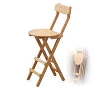 EYRMQWJPC Tabouret Pliant rembourré, Tabouret de Bar Pliable en Bambou 18/24/27 Pouces avec Dossier et Repose-Pieds, Hauteur comptoir Portable(Natural 1pc,46.5cm/18in)