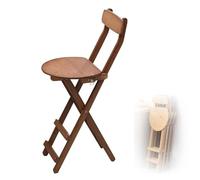 EYRMQWJPC Tabouret Pliant rembourré, Tabouret de Bar Pliable en Bambou 18/24/27 Pouces avec Dossier et Repose-Pieds, Hauteur comptoir Portable(Walnut 1pc,69cm/27in)