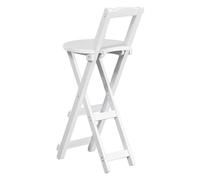 EYRMQWJPC Tabouret Pliant rembourré, Tabouret de Bar Pliable en Bambou, Hauteur comptoir Cuisine 18/25/30 Pouces, avec Dossier et Repose-Pieds. Pliable(White,75cm/30in)