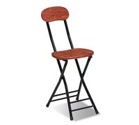 EYRMQWJPC Tabouret Pliant rembourré, Tabouret de Bar Pliable Portable 18 Pouces avec Dossier et Repose-Pieds. Petit-déjeuner Cuisine(Walnut)