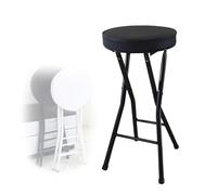 EYRMQWJPC Tabouret Pliant rembourré, Tabouret de Bar Pliable rembourré for Adultes, Hauteur comptoir sans Dossier 63 cm, Rembourrage en PU(Black)