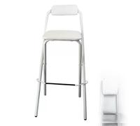 EYRMQWJPC Tabouret Pliant rembourré, Tabouret de Bar Pliant avec Dossier, Chaise Haute carrée rembourrée Pliable for Petit-déjeuner, for Cuisine, fête, Bureau(White,70cm/28in)