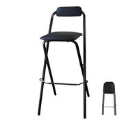 EYRMQWJPC Tabouret Pliant rembourré, Tabouret de Bar Pliant avec Dossier, Chaise Haute carrée rembourrée Pliable for Petit-déjeuner, for Cuisine, fête, Bureau(Black,75cm/30in)