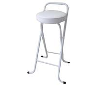 EYRMQWJPC Tabouret Pliant rembourré, Tabouret de Cuisine Pliable for Petit-déjeuner, Chaise Haute Portable et avec siège rembourré Confortable(White,26inch/65cm)