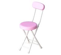 EYRMQWJPC Tabouret Pliant rembourré, Tabouret de Petit-déjeuner Pliable avec Dossier et Repose-Pieds, siège rembourré, Chaise Cuisine compacte Portable(Pink)