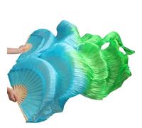 EYRMQWJPC Un Ventilateur Long Qui imite Un Ventilateur de So Éventails de Danse du Ventre en Soie Bambou Multicolores 180 x 90 cm, lot 2(Sky Blue)