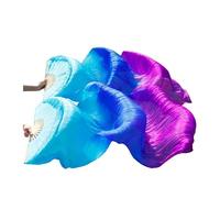 EYRMQWJPC Un Ventilateur Long Qui imite Un Ventilateur de So Lot de 2 voiles éventails en Soie et Bambou for Danse du Ventre, Motif dégradé, Multicolores, Plusieurs Tailles(52,120x90cm)