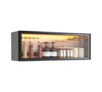 EYRMQWJPC Vitrine de collectionneur, Tailles Multiples Noires et Blanches fixées au Mur de vitrine en Verre sans perceuse(Black-b,80x32x19cm)