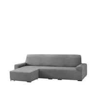 Eysa Aquiles Elastique Chaise Longue Bras Court Gauche, Vue Frontale, Polyester Coton, Gris 43x37x14 cm
