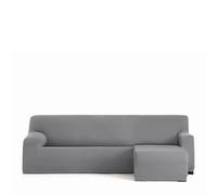Eysa Housse de canapé bi-élastique pour Chaise Longue avec Bras Court Droite Vue de Face Couleur Gris Design Harlem
