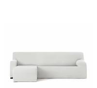 Eysa Housse de canapé bi-élastique pour Chaise Longue avec Bras Court Gauche Vue de Face Couleur Blanc Design Harlem