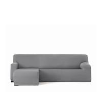 Eysa Housse de canapé bi-élastique pour Chaise Longue avec Bras Court Gauche Vue de Face Couleur Gris Design Harlem