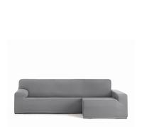 Eysa Housse de canapé bi-élastique pour Chaise Longue avec Bras Long Droite Vue de Face Couleur Gris Design Harlem