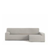 Eysa Housse de canapé bi-élastique pour Chaise Longue avec Bras Long Droite Vue de Face Couleur Lin Design Harlem