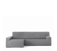 Eysa Housse de canapé bi-élastique pour Chaise Longue avec Bras Long Gauche Vue de Face Couleur Gris Design Harlem