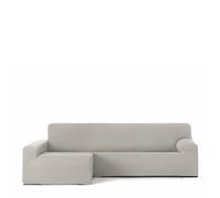 Eysa Housse de canapé bi-élastique pour Chaise Longue avec Bras Long Gauche Vue de Face Couleur Lin Design Harlem