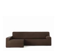 Eysa Housse de canapé bi-élastique pour Chaise Longue avec Bras Long Gauche Vue de Face Couleur Marron Design Harlem