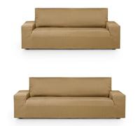 Eysa Housse de canapé Extensible Pack Duo 3 + 2 Places Moutarde Design Luz, Écru