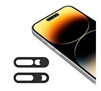 EYSOFT Lot de 2 coques pour caméra avant, webcam compatible avec iPhone 14Pro/14 Pro Max/15/15Plus/15Pro/15Pro Max, protège la vie privée et la sécurité, n'affecte pas Face ID, noir