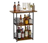 Eyteenokk Étagère à Whisky autoportante à 3 étages - Mini Bar - Présentoir d'angle pour Bouteilles de vin, cafetières et Tasses