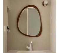 EYTVYUWPT Miroir De Courtoisie Rétro 50x70cm, 60x80cm, 70x90cm, Noyer/Noir - Miroir De Salle De Bain Mural for Décoration Vintage, Haute Définition, Antidéflagrant(Walnut,60x80cm)