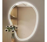 EYTVYUWPT Miroir De Salle De Bain LED Irrégulier avec Éclairage, Miroir De Courtoisie LED Asymétrique pour Mur avec Éclairage Avant Et Arrière, Anti-buée, 3 Couleurs De Lumière(Anti-Fog,60x80cm)
