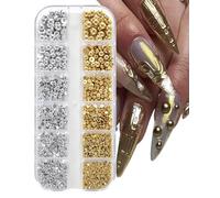 EYVRPAU 1 Boîte Charmes Ongles Demi-Lune Or Argent | Strass Bijoux Nail Art, Décorations DIY à Longue Tenue pour Effet Salon Professionnel à la Maison