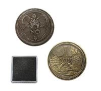 EYVRPAU 2 pcs. Pièces de défi Oui/Non Motif tête de mort stéréo estampillé Pièces commémoratives en cuivre antique pour les collectionneurs de Tossing Game (avec boîte de rangement)