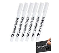 EYVRPAU Marqueur Blanc Permanent Lot de 6, Feutre Indélébile Séchage Rapide Imperméable Multi-Surfaces, pour Bois, Plastique, Métal, Verre