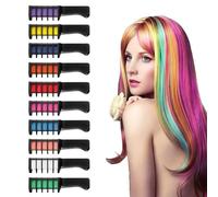 EYVRPAU Peigne à craie pour cheveux, set de 10 pièces, couleur temporär, lavable, instantané, pour enfants, accessoires, ado fille, mascara, mèche, kit coloration, crazy color, fille 10 ans