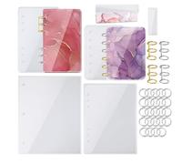 eyYvxmep Grande Couverture de Carnet de Notes, Moules en Résine Époxy et Silicone A4, A5, A6, A7, Kit D'Anneaux de Reliure à Feuilles Mobiles, Outil de Moulage à Faire Soi-Même
