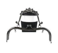 EYZJQSTUV Armatures métalliques à Fermoir à Pression, Sacs en métal gaufré avec poignée Multicolore 20,5 cm, Paquet de 2 ou pièces(Gunblack,2Pcs)