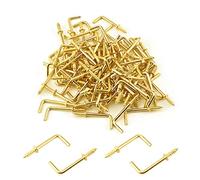 EYZJQSTUV Vis à crochet en L Crochets à vis en forme de L, angle droit, autotaraudeurs, acier au carbone plaqué laiton et cuivre, 34 x 12 mm, lot 100