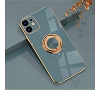 EYZUTAK Boîtier De Support De Bague Magnétique Galvanisé, 360 Degrés De Voiture Couverture Antichoc en Silicone Souple pour IPhone 11 6.1 Pouces - Gris