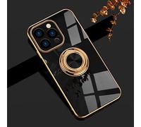 EYZUTAK Coque aimantée à anneau rotatif à 360 ° en métal galvanisé, avec support pour bague magnétique, support de voiture en silicone souple résistant aux chocs pour iPhone 13 Pro Max 6,7" - Noir