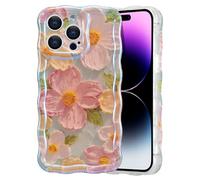 EYZUTAK Coque de téléphone en polyuréthane thermoplastique à motif floral peint à l’huile - Style rétro coloré - Bordure ondulée - Protection durable pour iPhone 12 Pro - pour filles/femmes (vert)