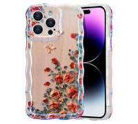 EYZUTAK Coque de téléphone en polyuréthane thermoplastique à motif floral peint à l’huile - Style rétro coloré - Bordure ondulée - Protection durable pour iPhone 12 Pro - pour filles/femmes (beige)