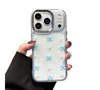 EYZUTAK Coque de Téléphone pour iPhone 17 Pro, Brillant 3D Bowknot Cas de Étui Mignon Brillant Clair Nœud Design Esthétique Cas Doux TPU Transparent Housse de Protection - Nœud Bleu