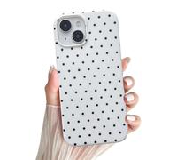 EYZUTAK Coque pour iPhone 13/iPhone 14, Mignon Éthétique Polka Dot Étui pour Femmes et Filles, Mince Doux TPU Protectrice Cover, Mode Antichoc Housse avec Simple Chic a Pois Motif Design - Blanc