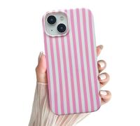EYZUTAK Coque pour iPhone 13/iPhone 14, Mignon Éthétique Rayures Étui pour Femmes et Filles, Mince Doux TPU Protectrice Cover, Mode Antichoc Housse avec Simple Chic Stripes Motif - Rayure Rose