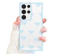 EYZUTAK Coque pour Samsung Galaxy S26 Ultra, transparent, joli ruban et nœud papillon, esthétique, transparente, protection surélevée pour appareil photo, élégante, fine, souple et durable en TPU pour