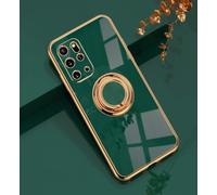 EYZUTAK Étui De Support De Bague Magnétique Galvanisé, 360 Degrés avec Rotation Métal Aimant De Voiture Titulaire Doux Silicone Antichoc Couverture pour Samsung Galaxy S20 Plus - Vert Drak